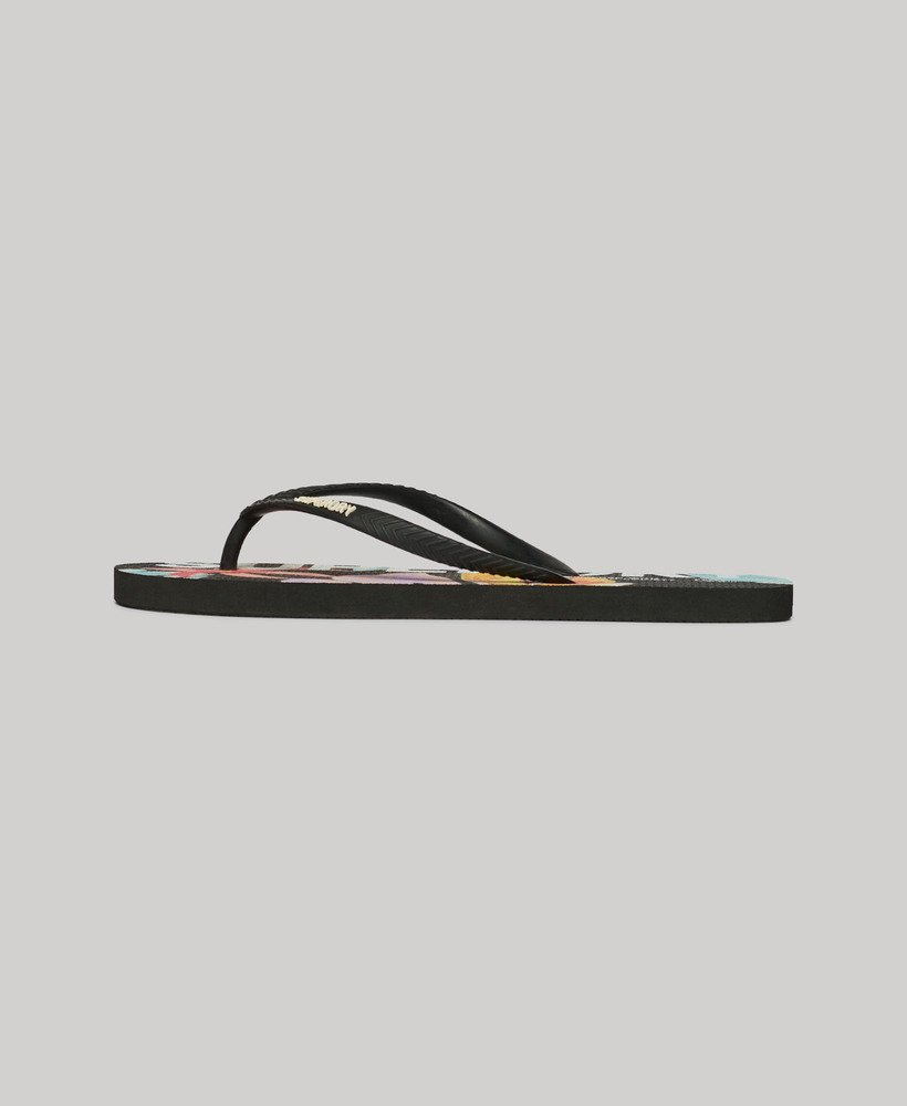 veganistische teenslippers met logo in orange tropic aop