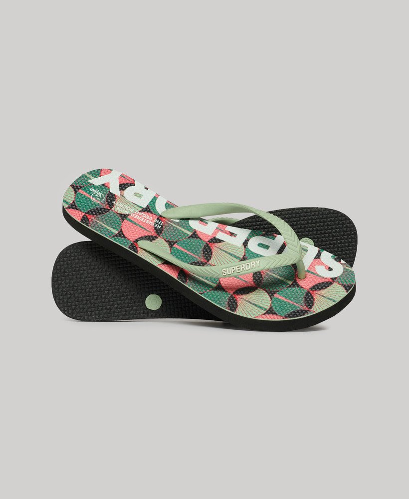 veganistische teenslippers met logo in orange geo aop