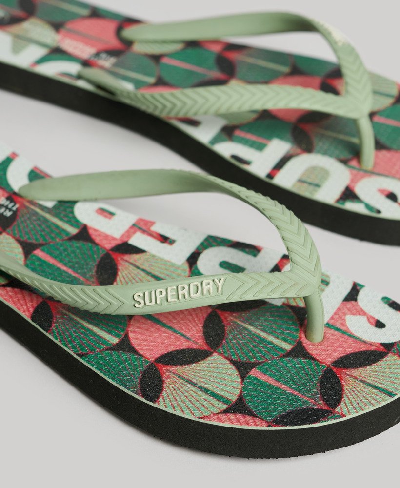 veganistische teenslippers met logo in orange geo aop