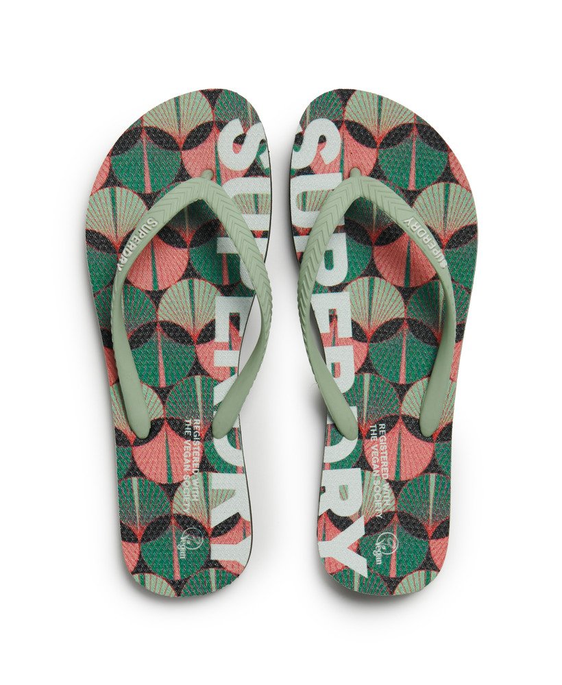 veganistische teenslippers met logo in orange geo aop