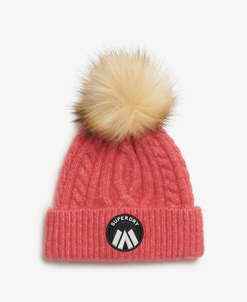 kabelgebreide luxe muts in corduroy roze