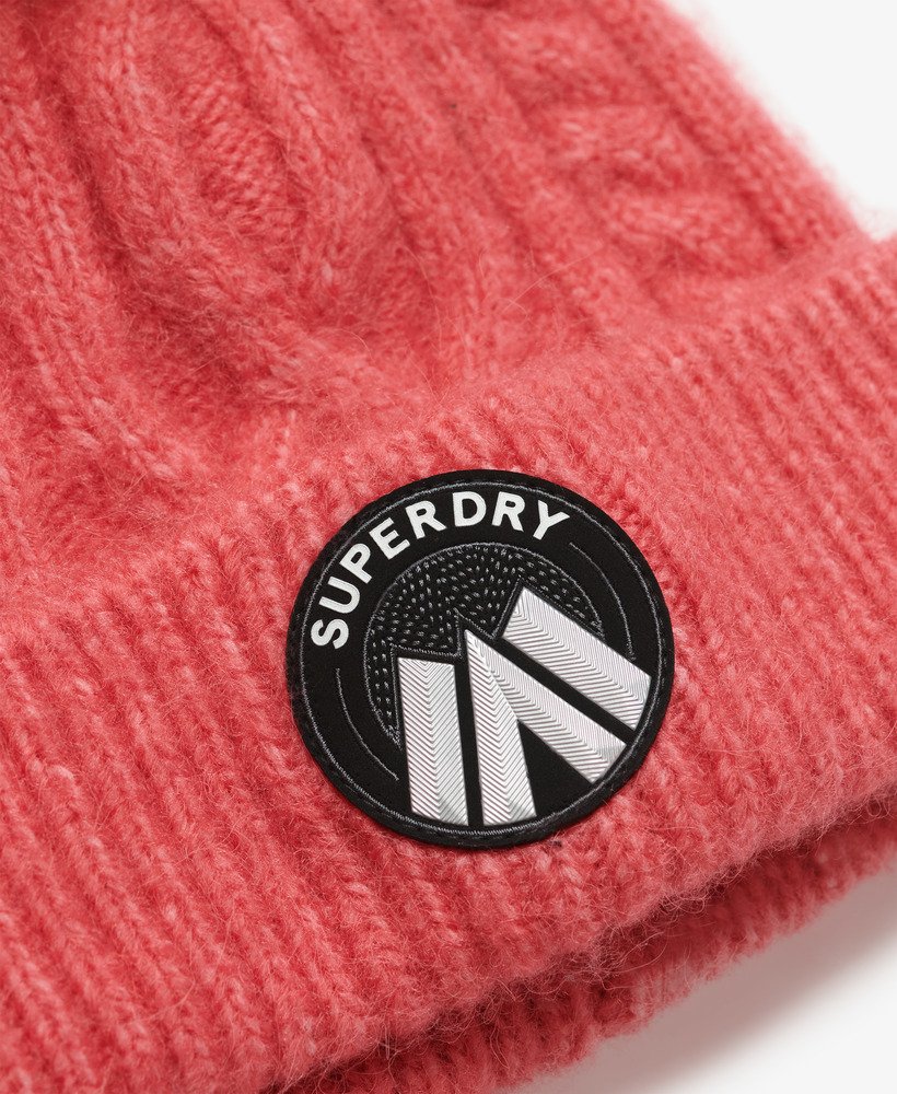 kabelgebreide luxe muts in corduroy roze
