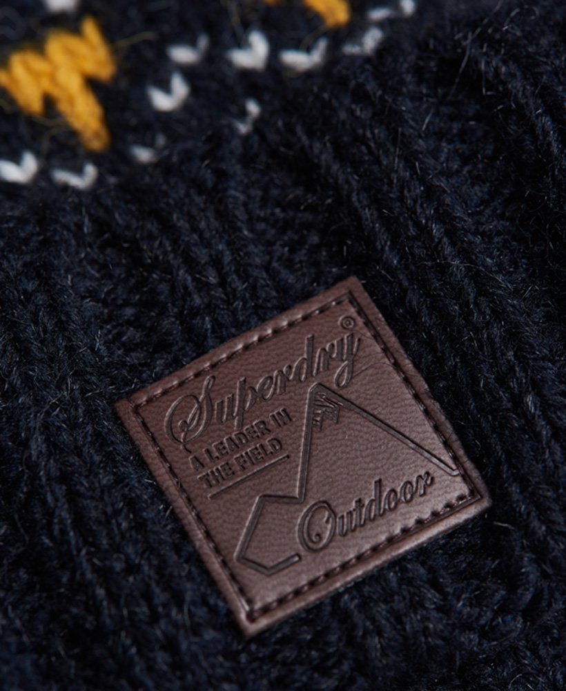 intarsia muts in marineblauw