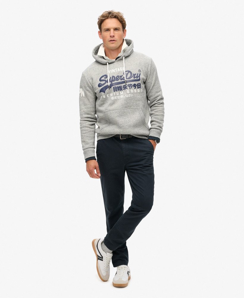 hoodie met vintage logo van biologisch katoen in grijs gemêleerd