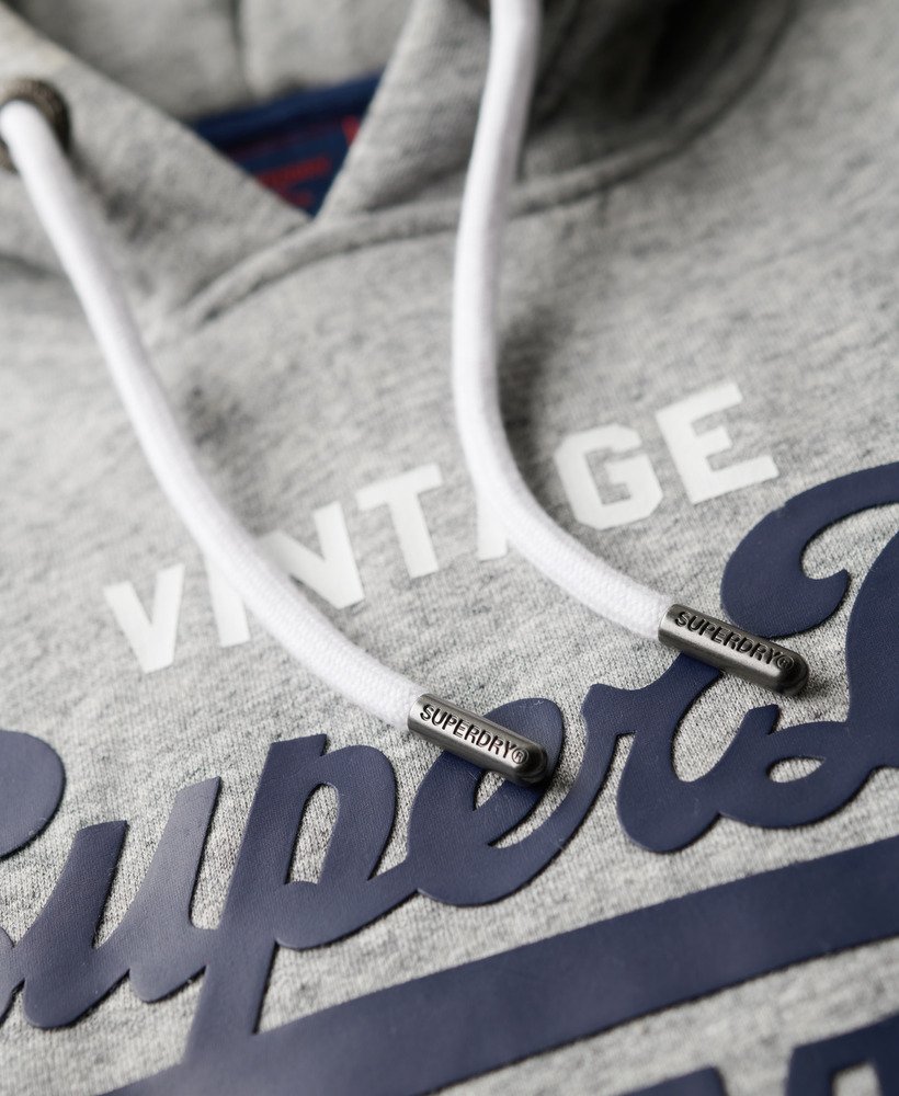 hoodie met vintage logo van biologisch katoen in grijs gemêleerd