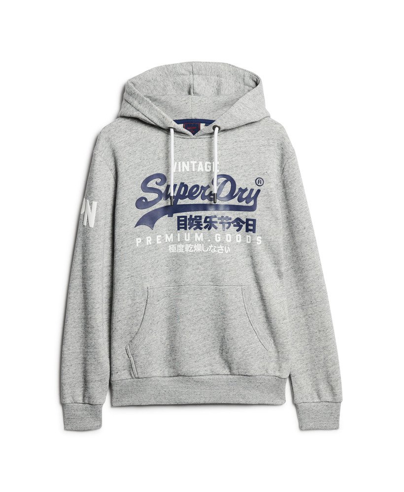 hoodie met vintage logo van biologisch katoen in grijs gemêleerd