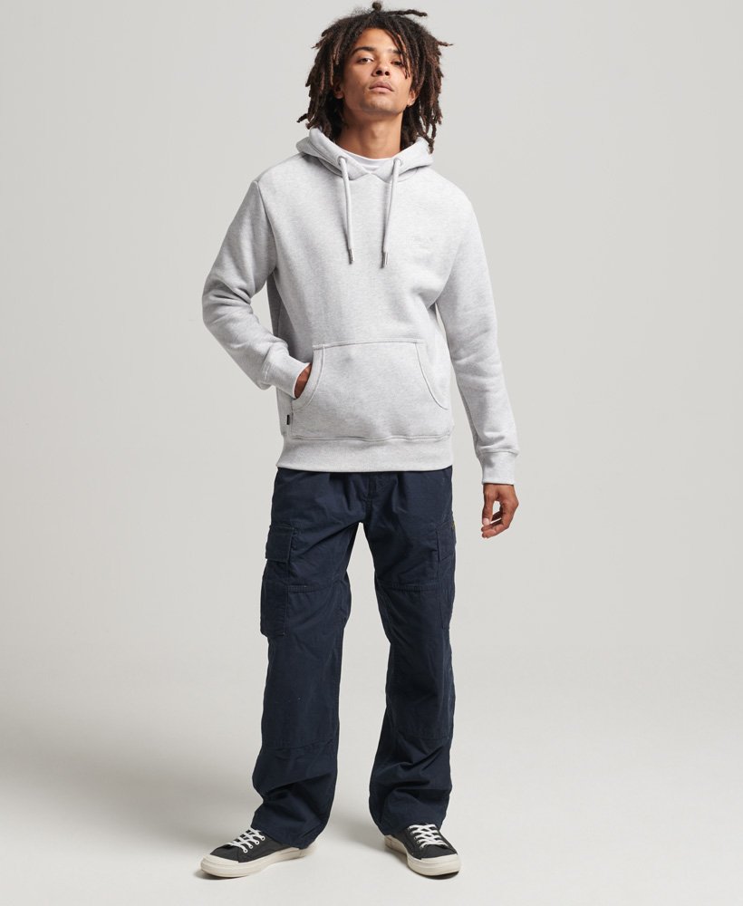 hoodie met essential logo van biologisch katoen in glacier grey marl.