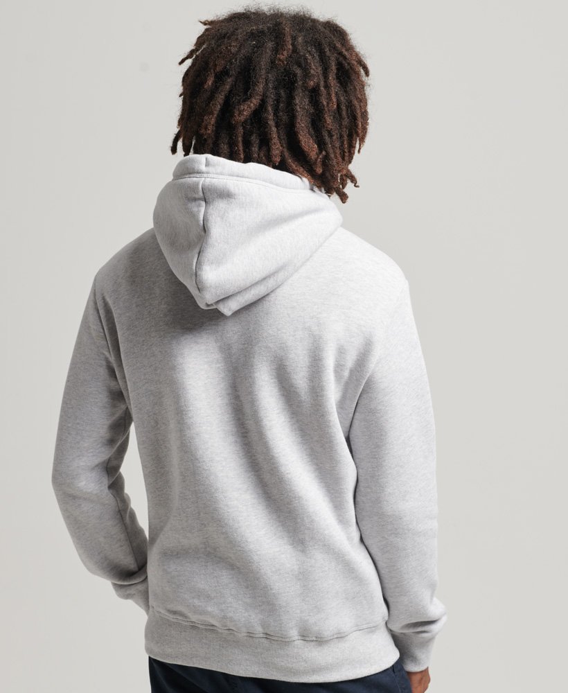 hoodie met essential logo van biologisch katoen in glacier grey marl.