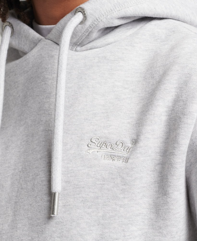 hoodie met essential logo van biologisch katoen in glacier grey marl.
