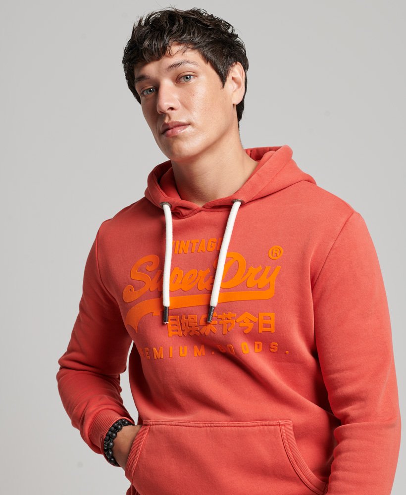 vintage logo neon hoodie in americana rood