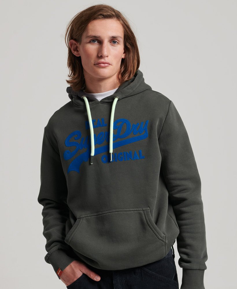 vintage logo neon hoodie in carbongrijs