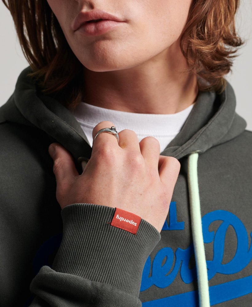 vintage logo neon hoodie in carbongrijs