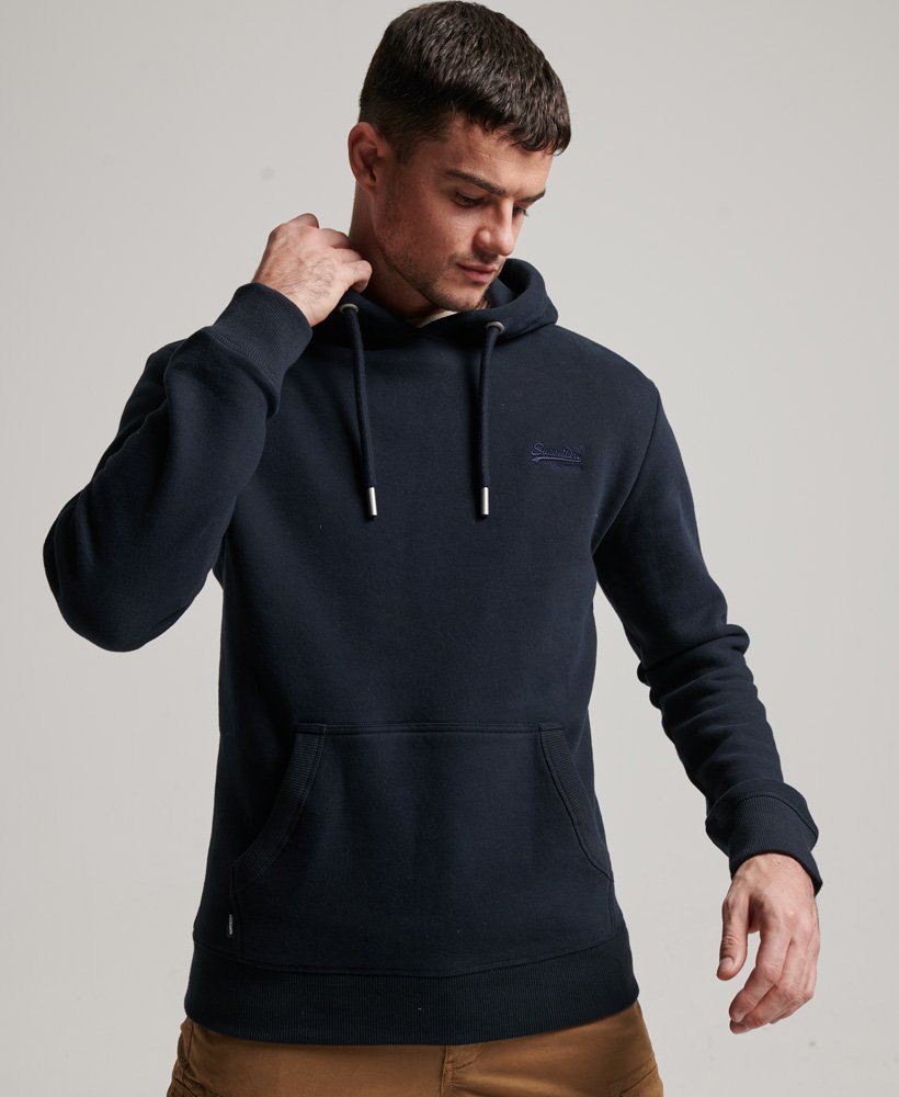 hoodie met vintage logo en borduursel in eclipse navy