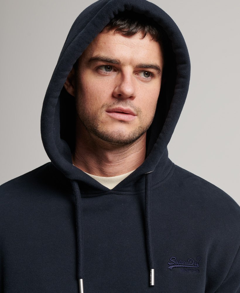 hoodie met vintage logo en borduursel in eclipse navy