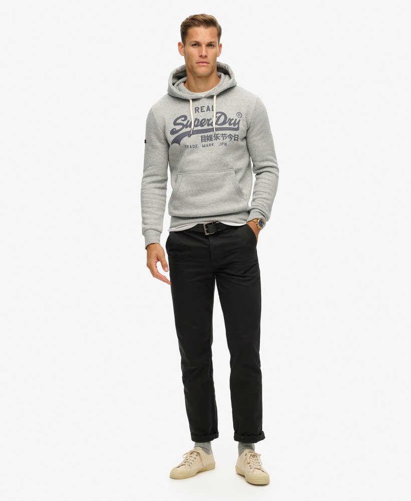 vintage logo hoodie in sportief grijs gemêleerd