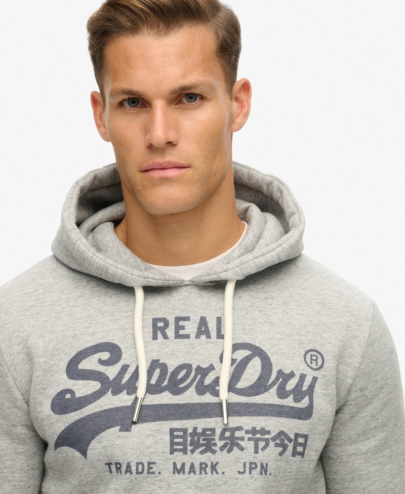 vintage logo hoodie in sportief grijs gemêleerd