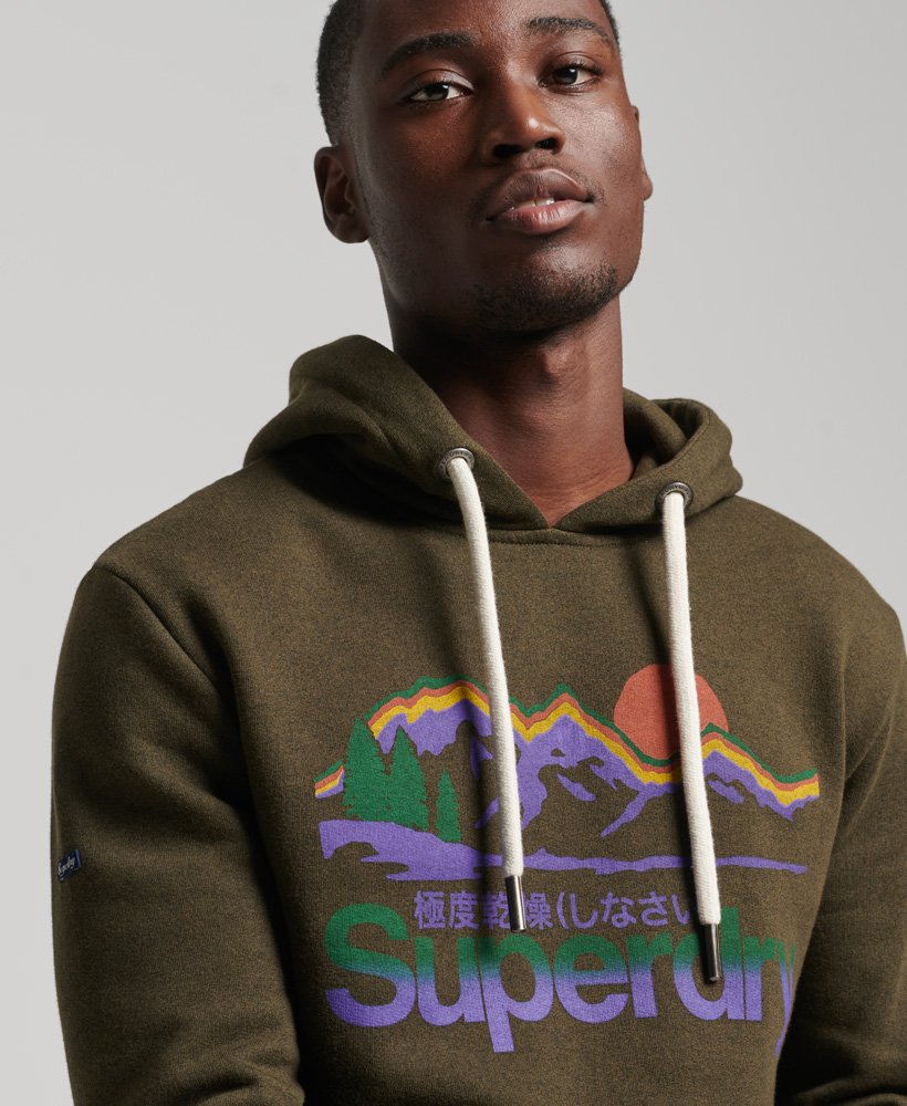 vintage core logo great outdoors hoodie in winter khaki grit