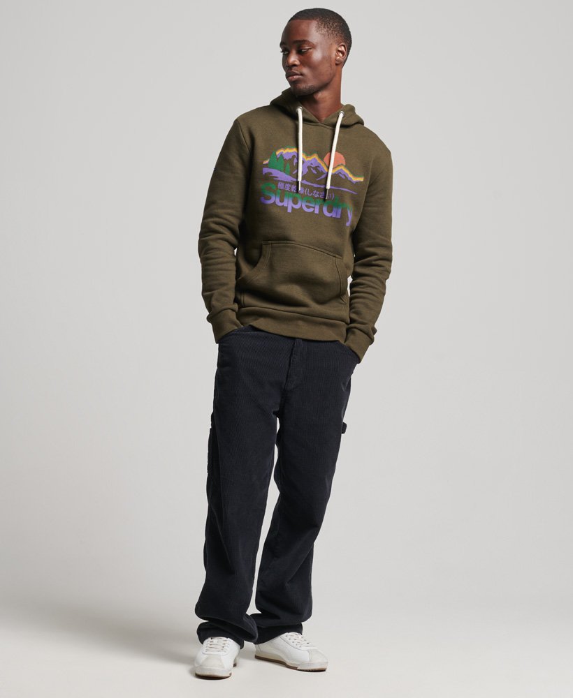 vintage core logo great outdoors hoodie in winter khaki grit