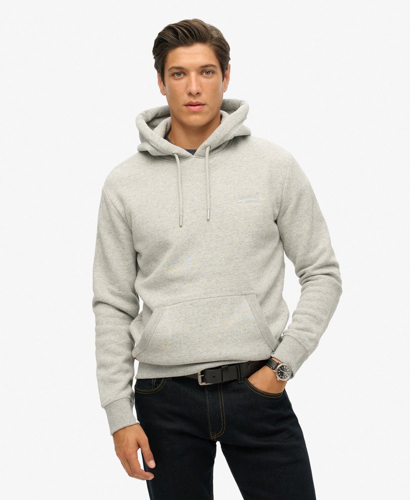 essential logo hoodie in athletic grey marl
