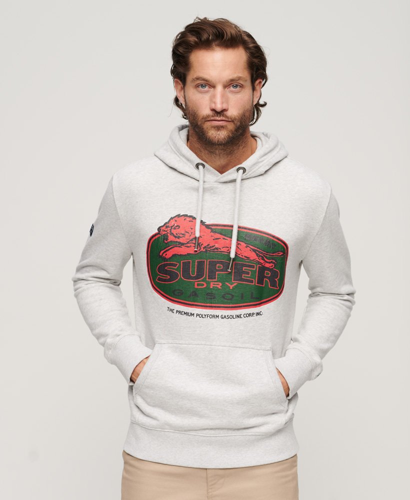 hoodie met logo in werkstijl in glacier grey marl.