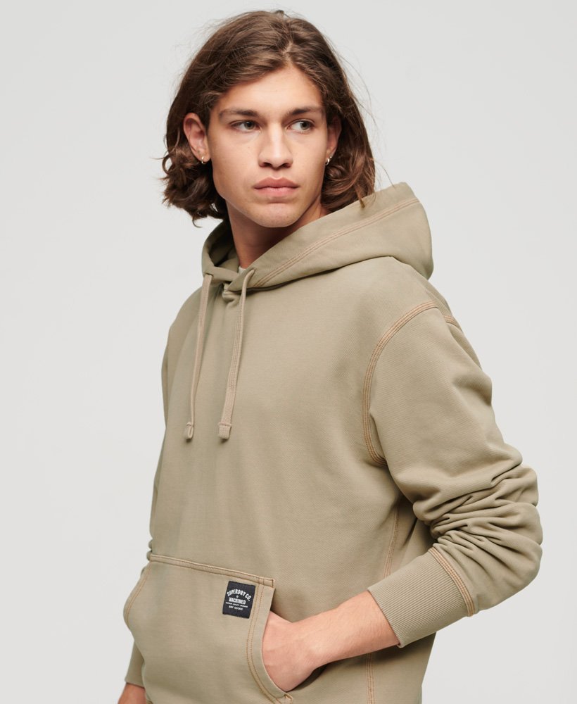 relaxte hoodie met contrasterende stiksels in vintage kaki