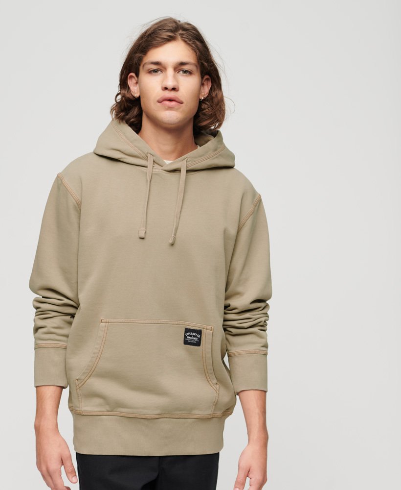 relaxte hoodie met contrasterende stiksels in vintage kaki