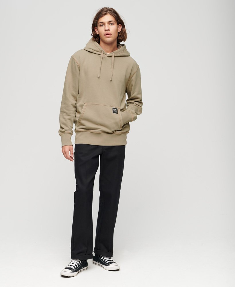 relaxte hoodie met contrasterende stiksels in vintage kaki