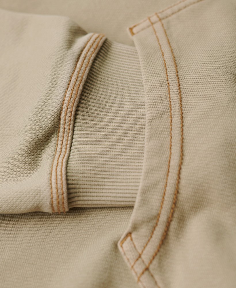 relaxte hoodie met contrasterende stiksels in vintage kaki