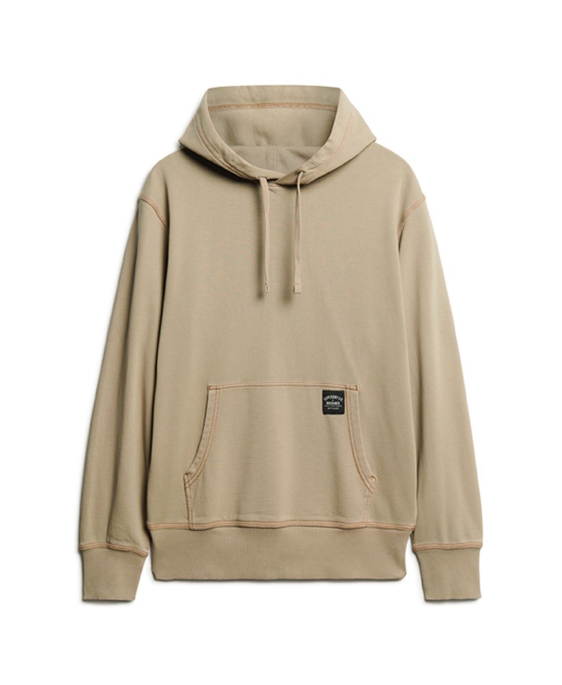 relaxte hoodie met contrasterende stiksels in vintage kaki