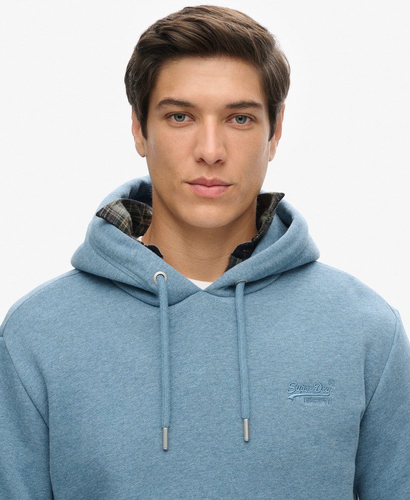 essential logo hoodie in bluestone blue marl