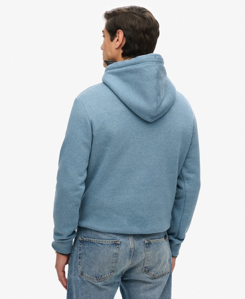 essential logo hoodie in bluestone blue marl