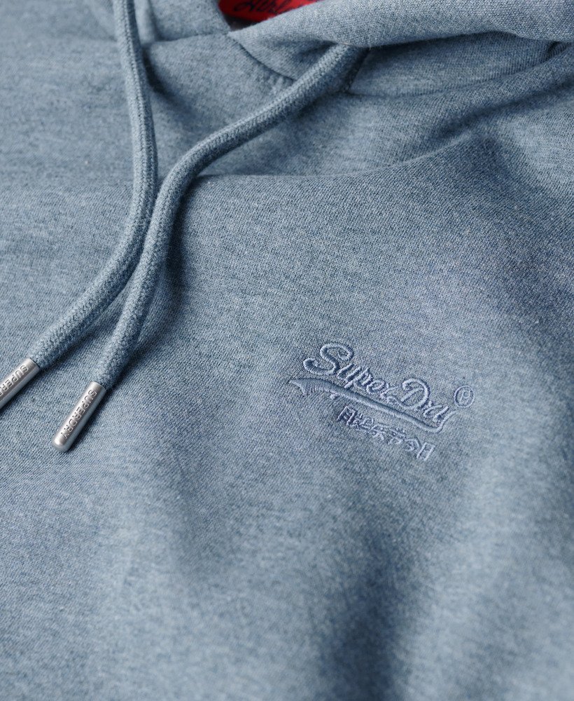 essential logo hoodie in bluestone blue marl