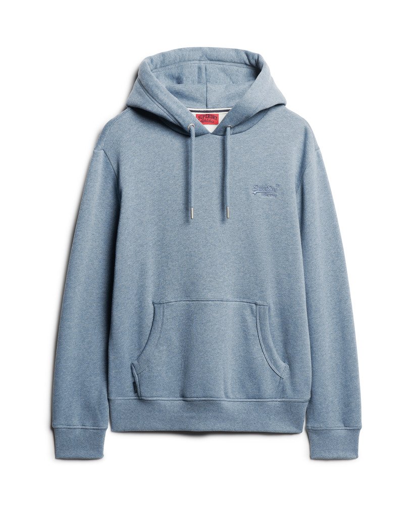 essential logo hoodie in bluestone blue marl