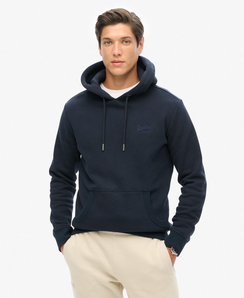 essential logo hoodie in eclipse navy