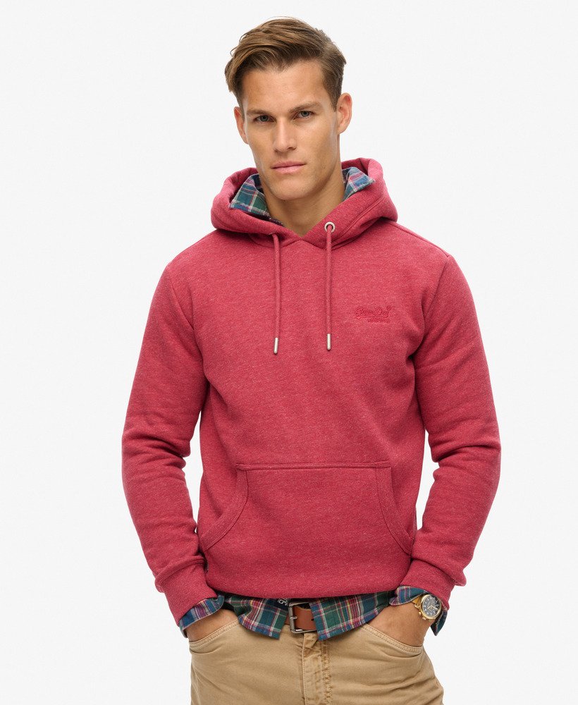 essential logo hoodie in berry red marl