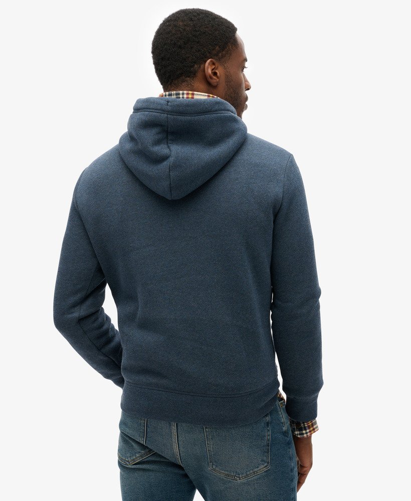 essential logo hoodie in vintage navy marl