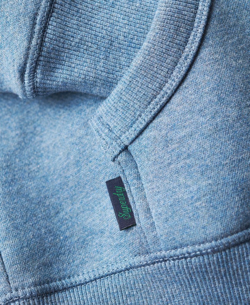 essential logo zip hoodie in bluestone blue marl