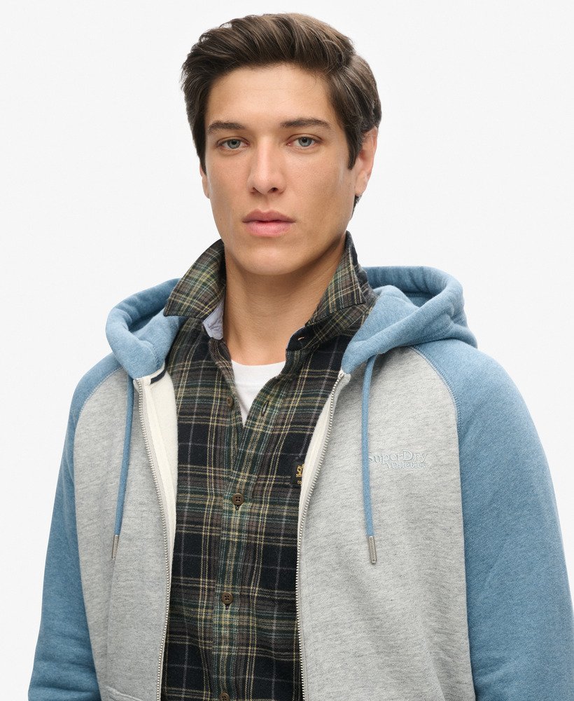 essentiële baseball hoodie met rits in sportief grijs gemêleerdblauw gemêleerd