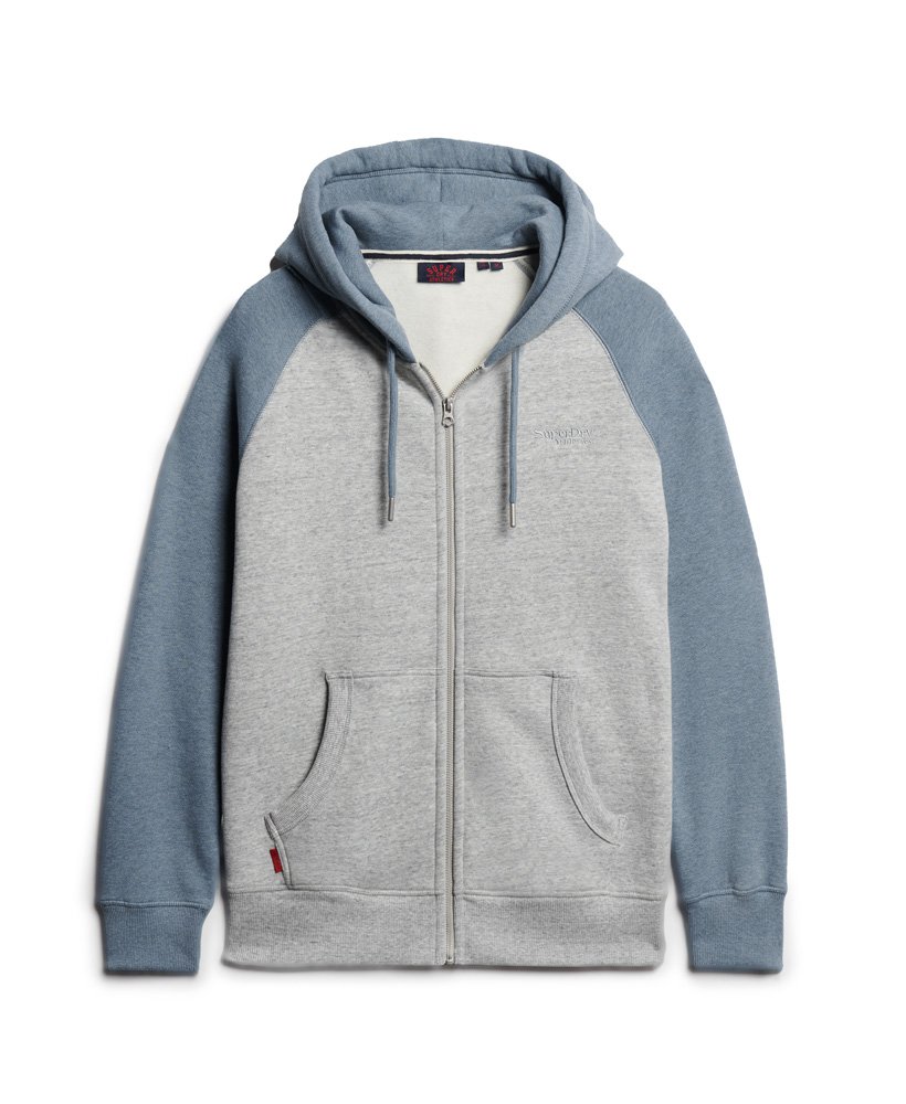 essentiële baseball hoodie met rits in sportief grijs gemêleerdblauw gemêleerd