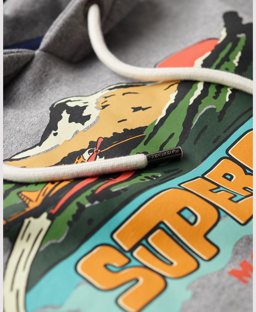 hoodie met reisansichtkaartprint in donkergrijs gemêleerd.