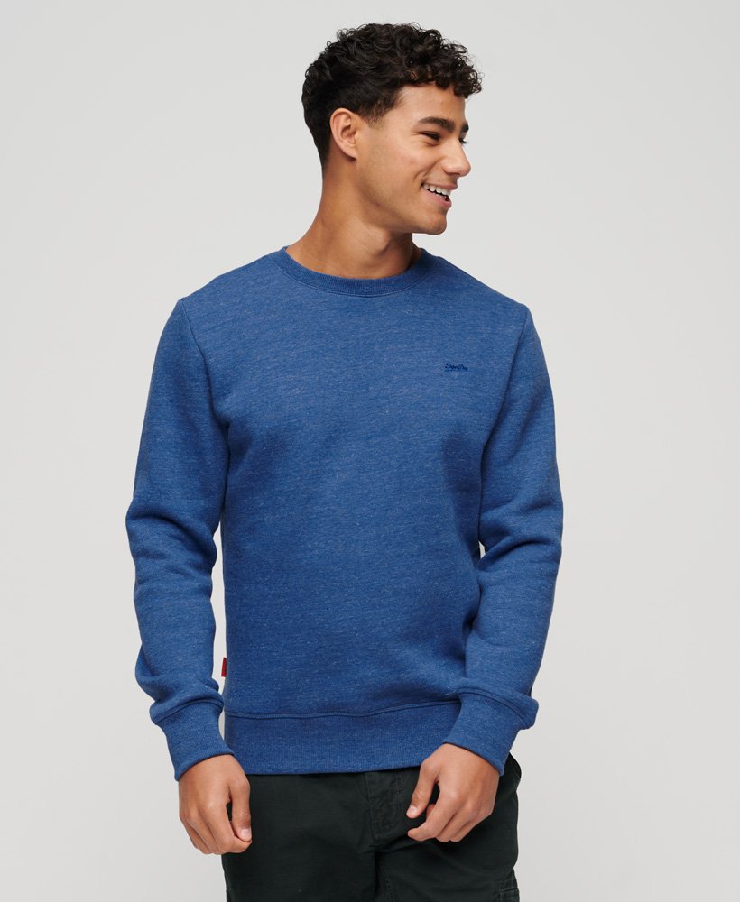 essential logo crew sweatshirt in midwest blue marl