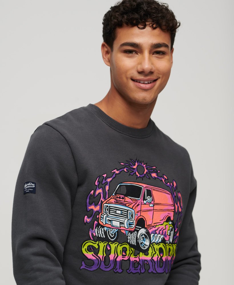 motor retro graphic sweatshirt in mid grijs