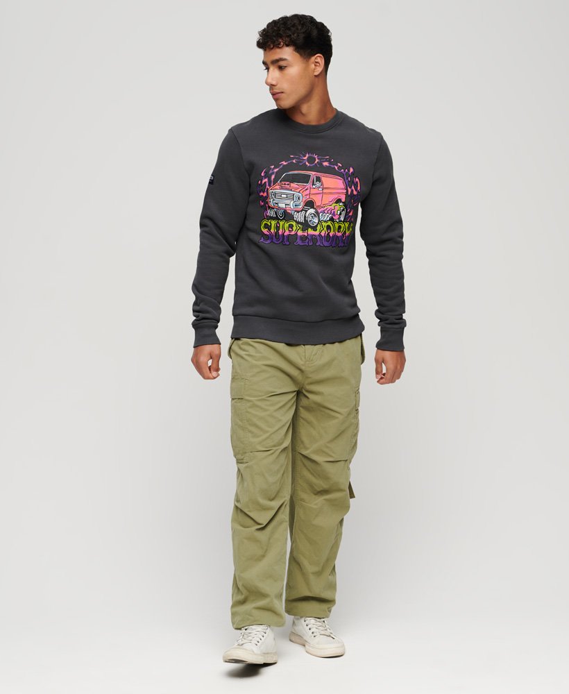 motor retro graphic sweatshirt in mid grijs