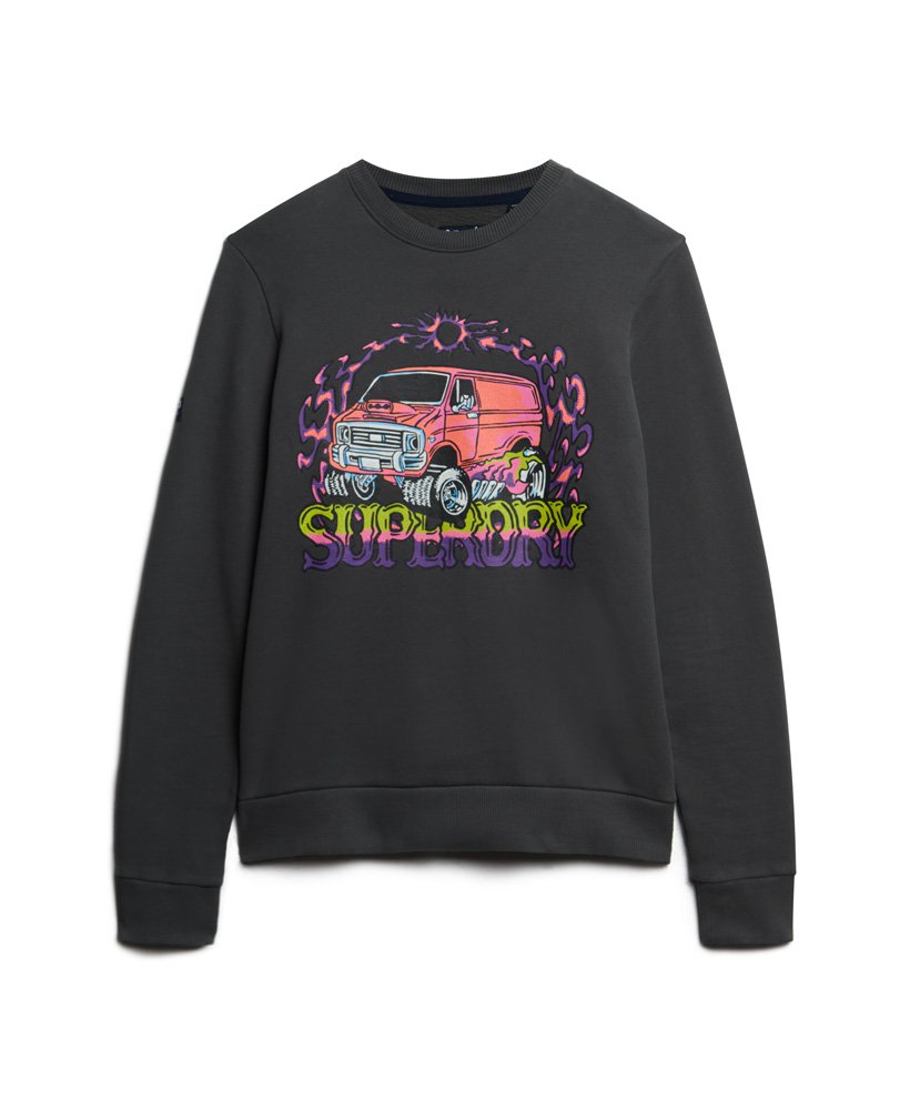 motor retro graphic sweatshirt in mid grijs