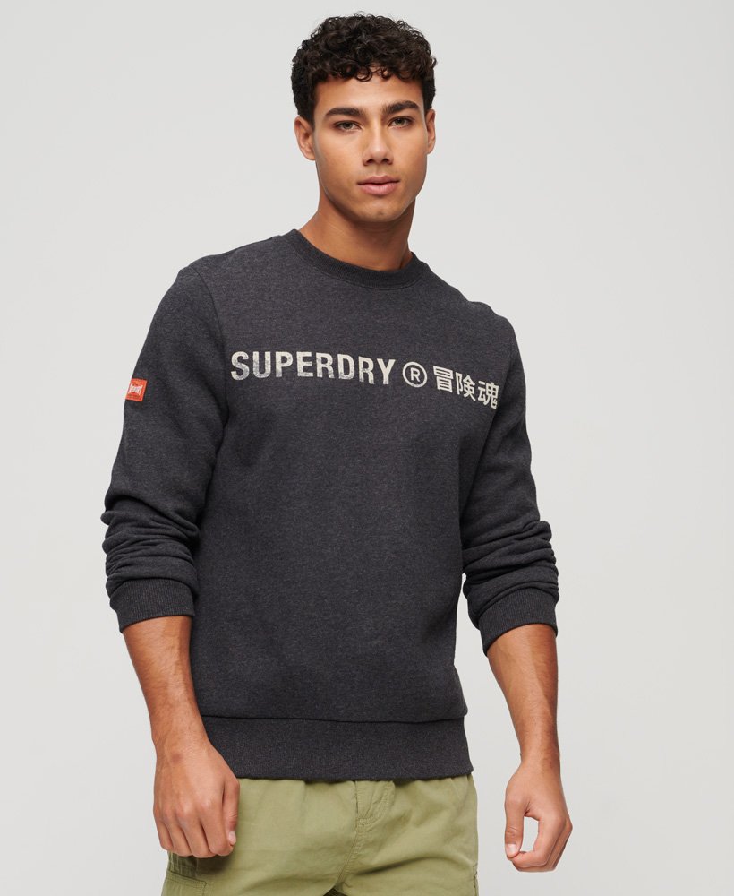 werkkledinglogo vintage crew sweatshirt in raven black marl