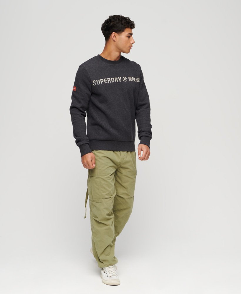 werkkledinglogo vintage crew sweatshirt in raven black marl