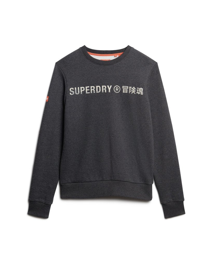 werkkledinglogo vintage crew sweatshirt in raven black marl
