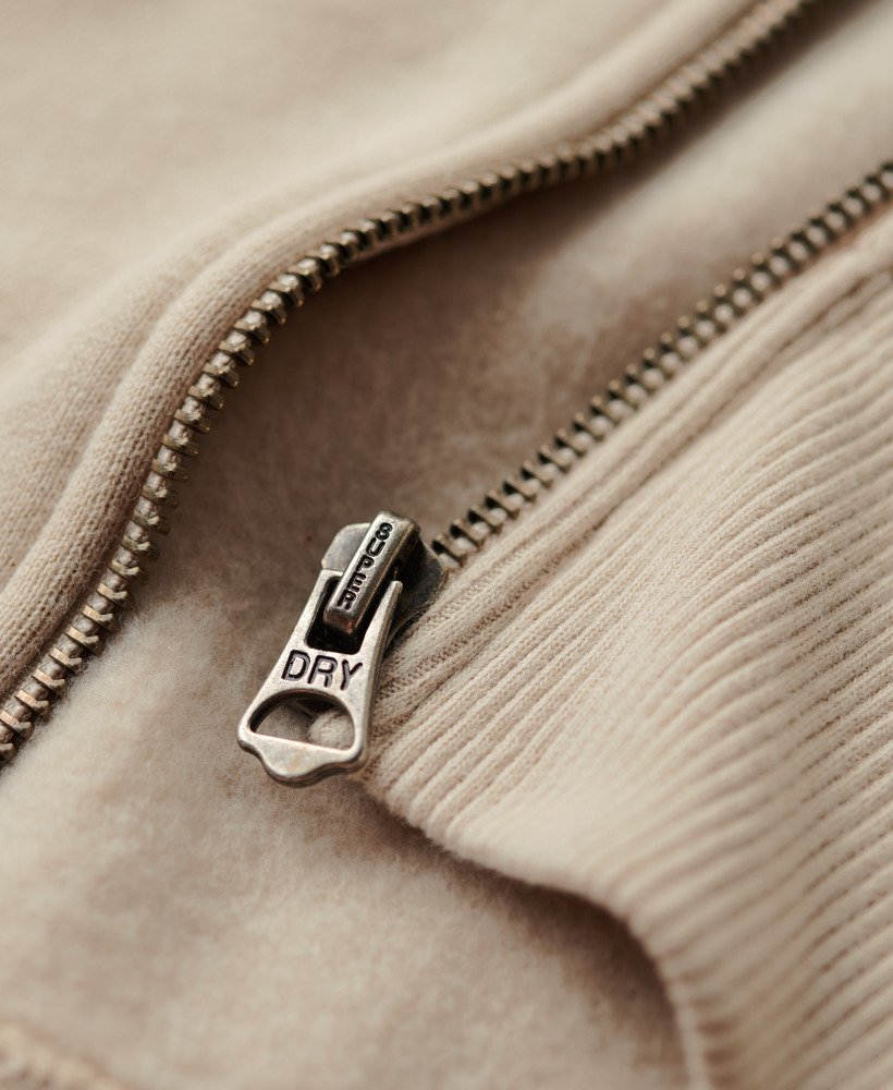 essential logo zip hoodie in light stone beige