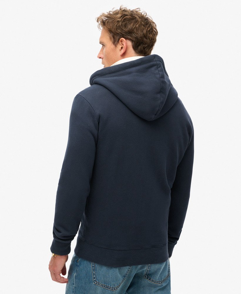 essential logo zip hoodie in eclipse navy