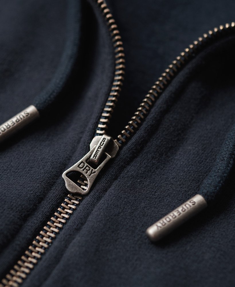 essential logo zip hoodie in eclipse navy